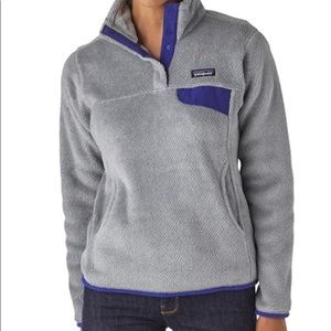 Patagonia grey and purple quarter zip pullover